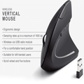 Ergonomic vertical wireless mouse with 2.4GHz connection, 6 buttons and adjustable DPI for PC and laptop use