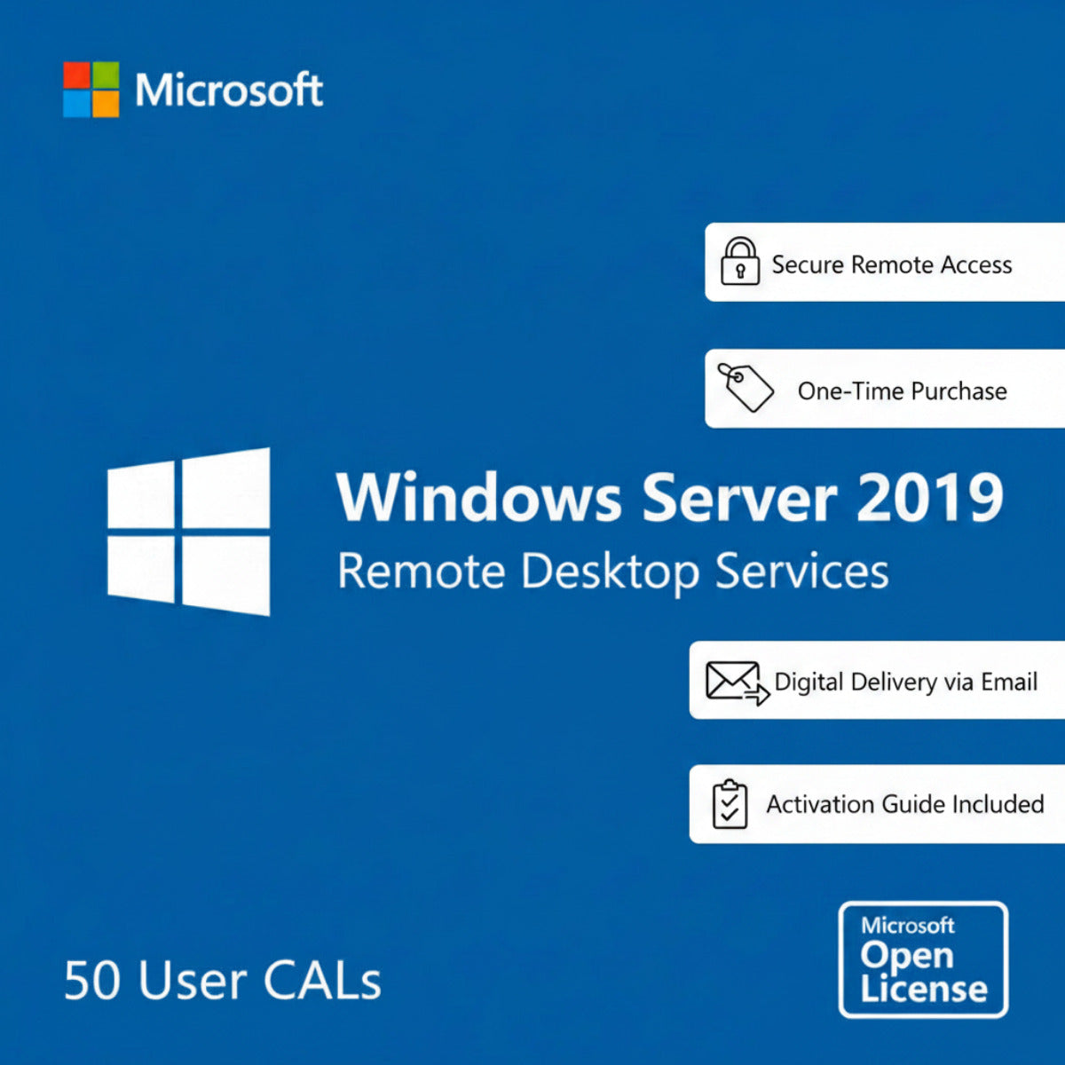 Windows Server 2019 RDS Remote Desktop Services 50 User CALs License