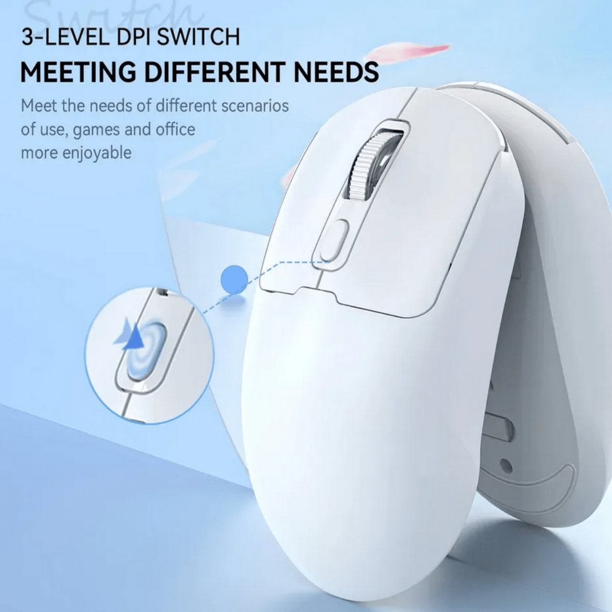 Ergonomic wireless Bluetooth gaming mouse with rechargeable battery and adjustable DPI for PC and laptop use