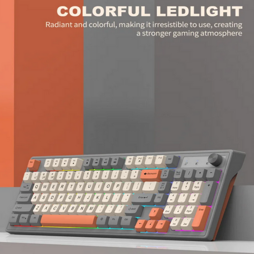 Wireless RGB mechanical feel keyboard with Bluetooth 5.0 and 2.4G connectivity for gaming and office use